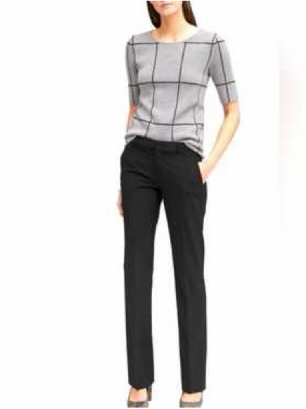Banana Republic Logan Black Straight Leg Work Trousers